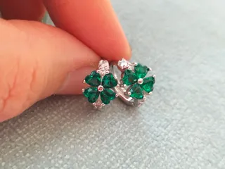 Pendientes aro trébol plata de ley