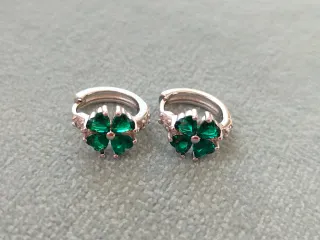 Pendientes aro trébol plata de ley