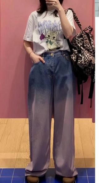 GANNI Jeans Vita Alta Gamba Larga