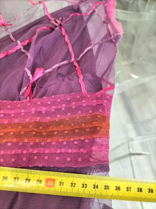 Vestido Rosas Rojas volantes tul