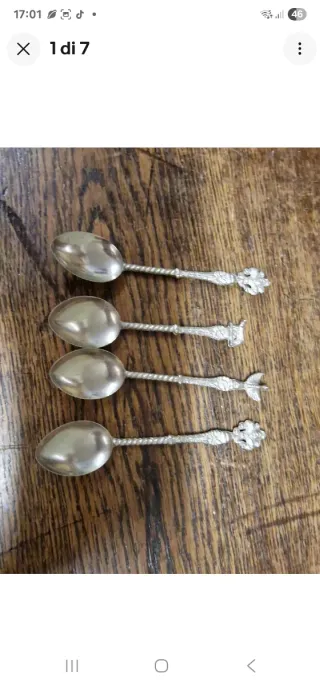 4 Cucchiaini Metallo Argentato Cm. 12