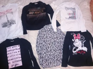 Lotto 6 magliette cotone manica lunga set bambina