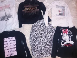 Lotto 6 magliette cotone manica lunga set bambina