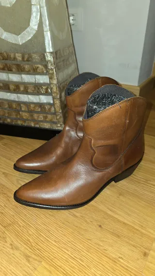Botines cowboy piel camel mujer talla 41