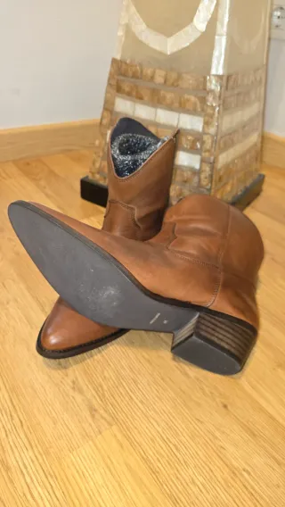Botines cowboy piel camel mujer talla 41