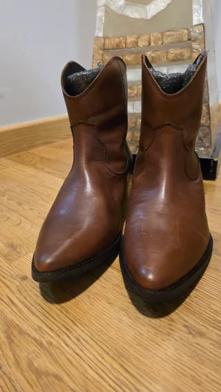Botines cowboy piel camel mujer talla 41