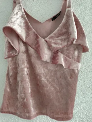 Top Mango Rosa Terciopelo