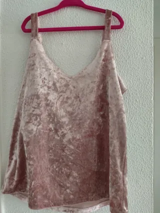 Top Mango Rosa Terciopelo