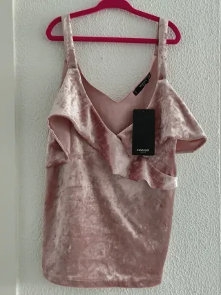 Top Mango Rosa Terciopelo