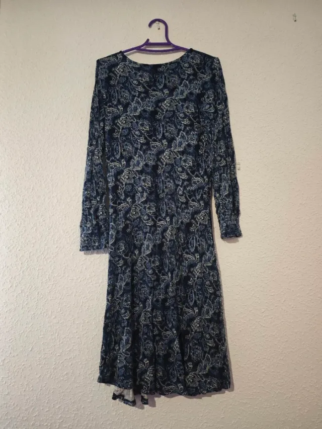 Vestido azul estampado manga larga