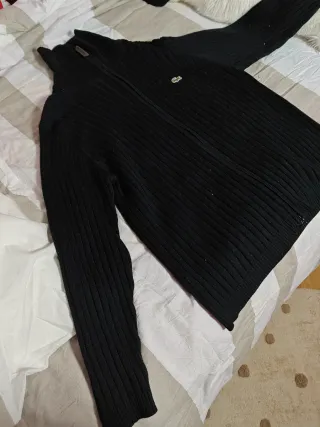 Jersey Lacoste Negro Cremallera Cuello Alto