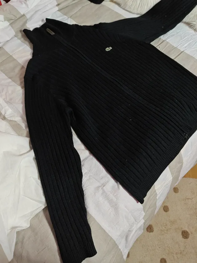 Jersey Lacoste Negro Cremallera Cuello Alto