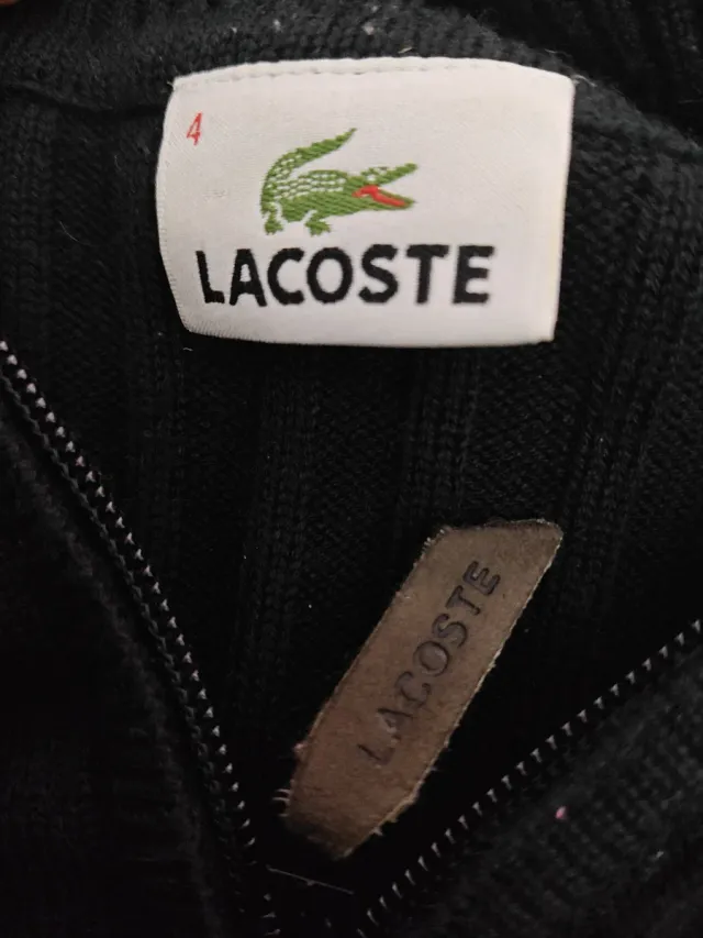 Jersey Lacoste Negro Cremallera Cuello Alto