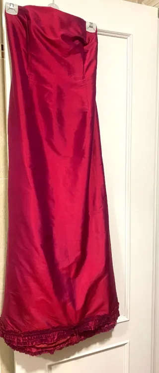 Vestido Fiesta Seda Salvaje Rosa/Rojo Talla Única