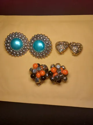 Lote Pendientes Vintage  azul ❤️ y Flor