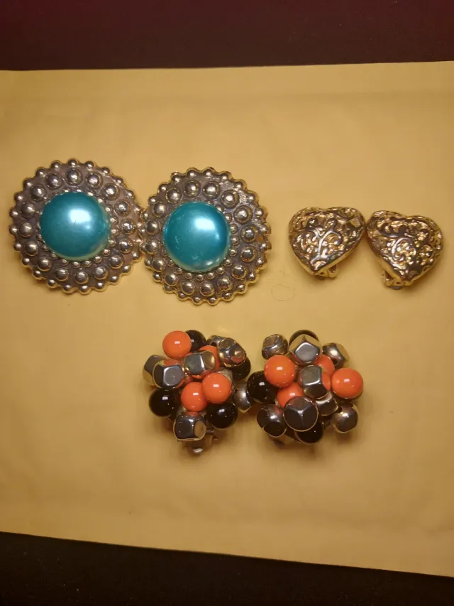 Lote Pendientes Vintage  azul ❤️ y Flor