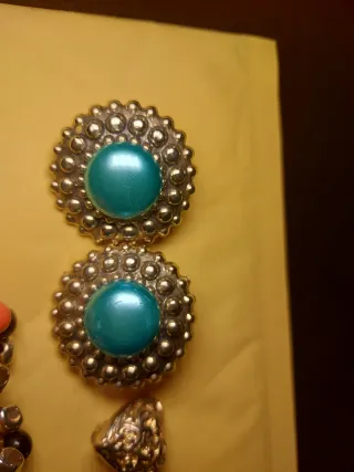 Lote Pendientes Vintage  azul ❤️ y Flor