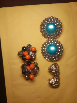 Lote Pendientes Vintage  azul ❤️ y Flor