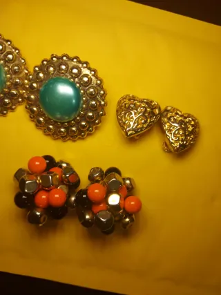 Lote Pendientes Vintage  azul ❤️ y Flor