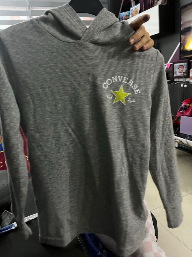 Sudadera Gris Converse con Capucha talla 8/10