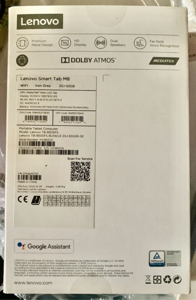 Lenovo Smart Tab M8 con Google Assistant