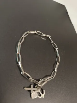 Pulsera Plata Corazón Cruz Ancla