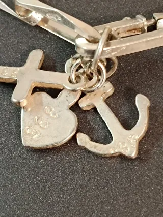 Pulsera Plata Corazón Cruz Ancla