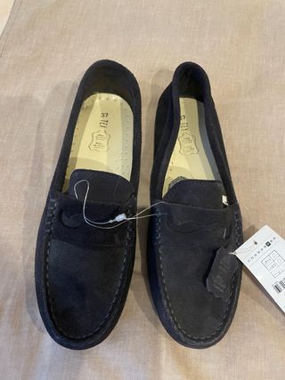 Mocasines niño ante azul. TEX. T37