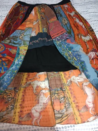 Falda larga estampada multicolor