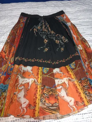 Falda larga estampada multicolor