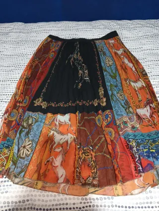 Falda larga estampada multicolor