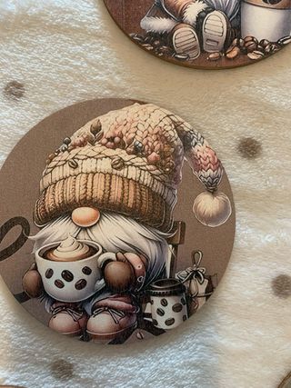 Set sottobicchieri in legno a tema caffè