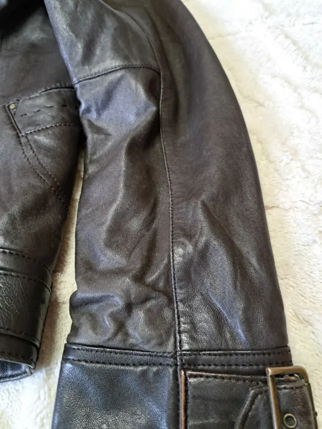 Chaqueta de auténtica piel marron