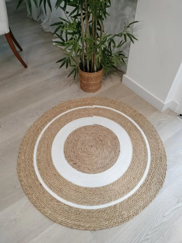 Tapete Redondo Fibra Natural Estilo Nórdico