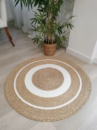 Tappeto rotondo in fibra naturale stile nordico
