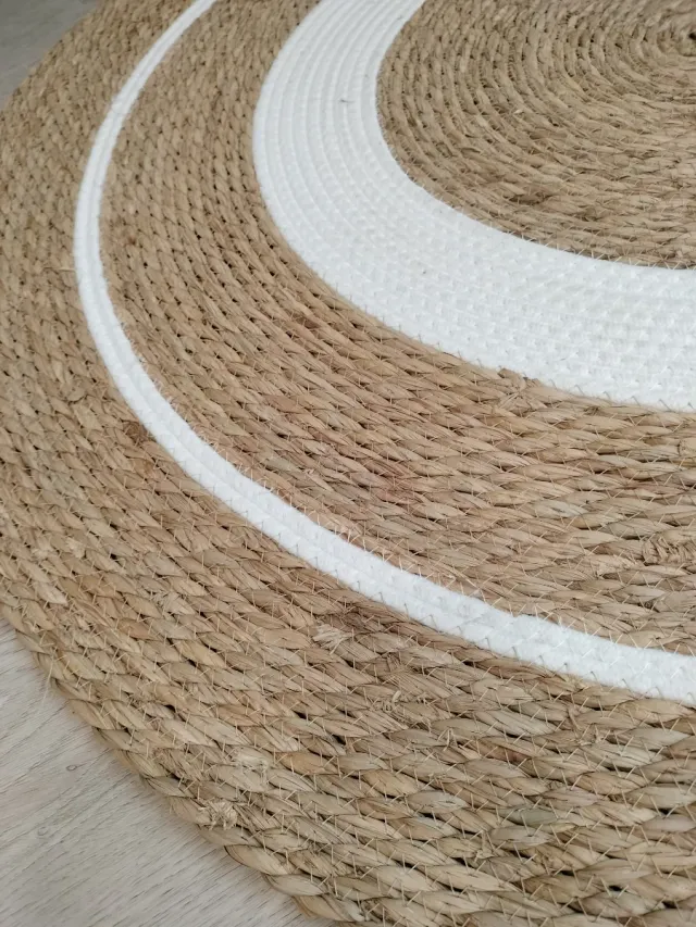 Tapete Redondo Fibra Natural Estilo Nórdico