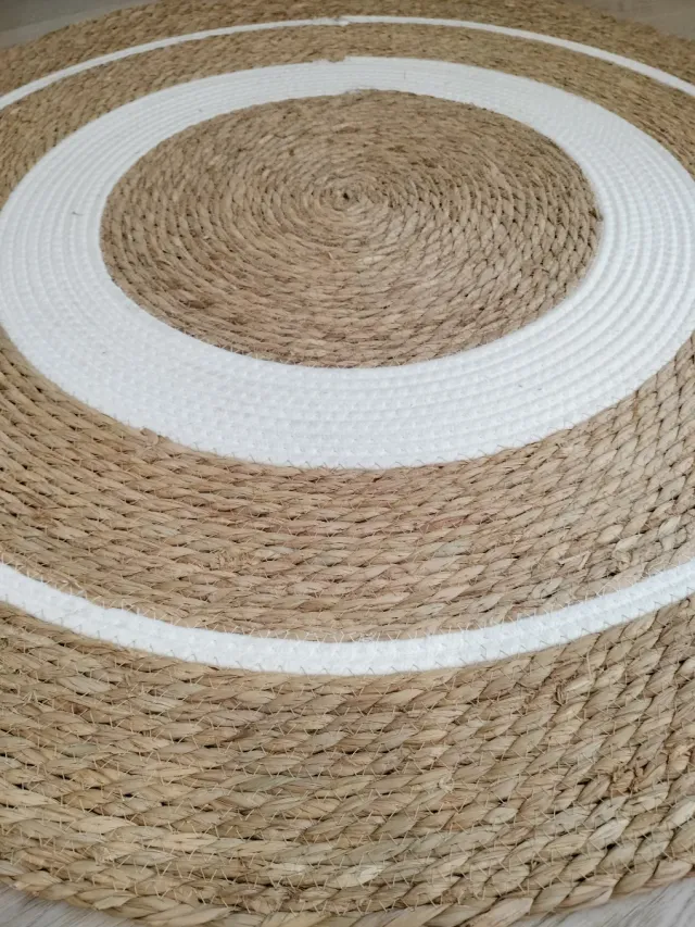Tapete Redondo Fibra Natural Estilo Nórdico