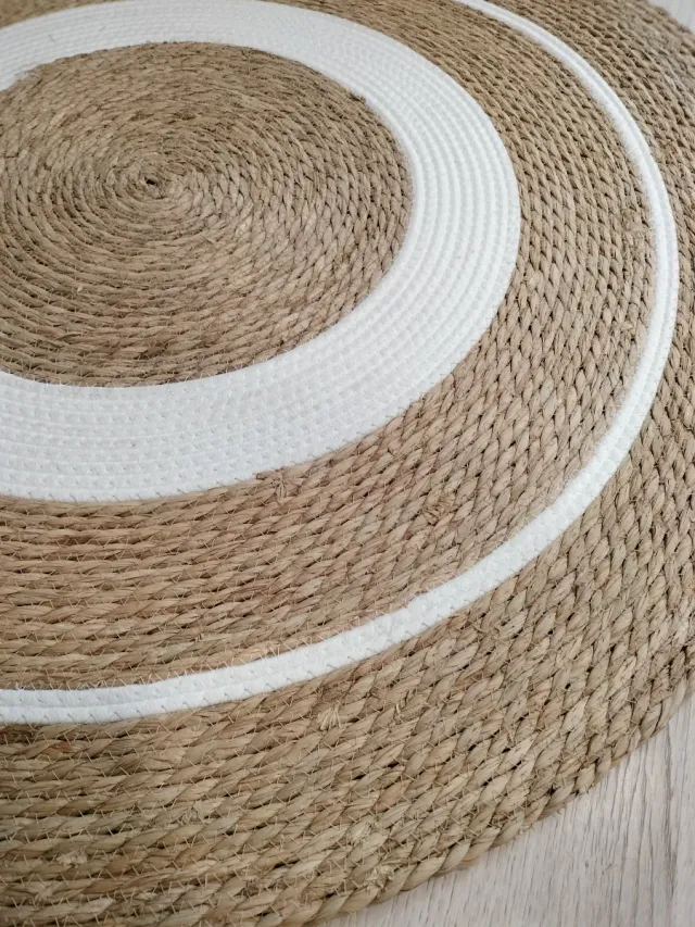Tapete Redondo Fibra Natural Estilo Nórdico