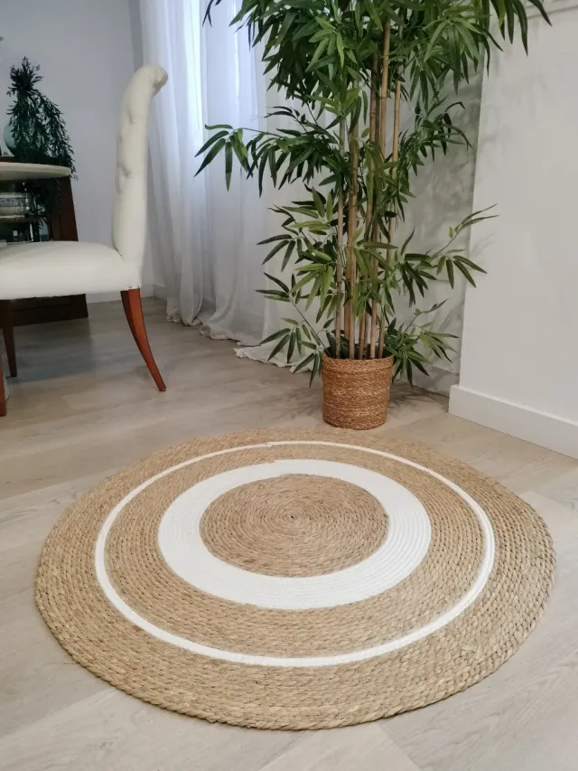 Tapete Redondo Fibra Natural Estilo Nórdico