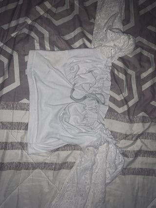 Top manga larga blanco con cordones