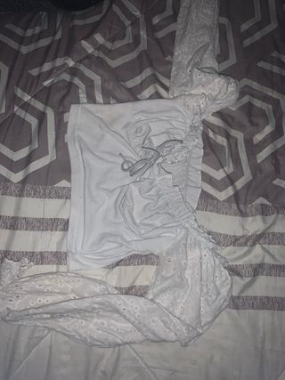 Top manga larga blanco con cordones