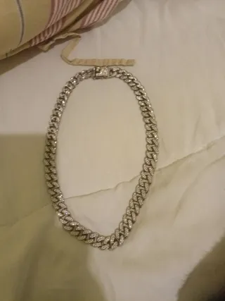 Collar Cubano Metal Plateado