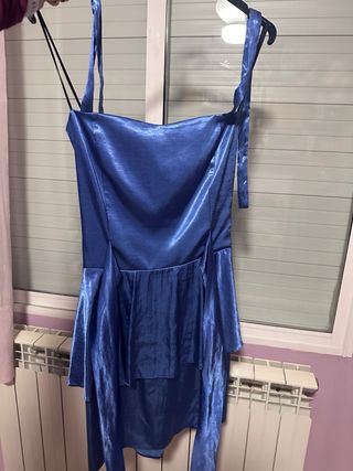 Vestido fiesta azul metálico