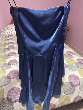 Vestido fiesta azul metálico