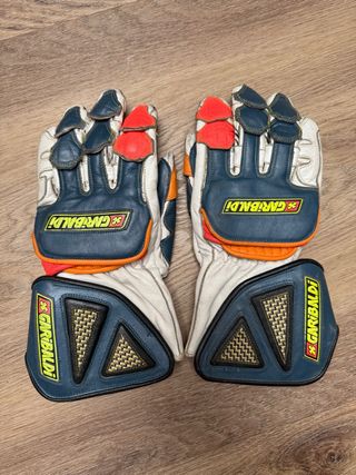 Guantes Moto Garibaldi Cuero Azul Naranja Talla M