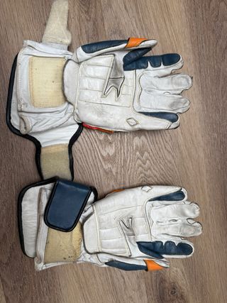 Guantes Moto Garibaldi Cuero Azul Naranja Talla M