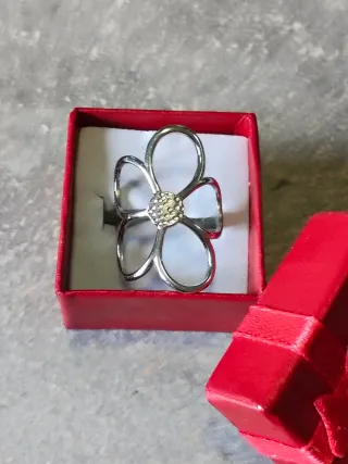 Anillo Flor Acero Ajustable
