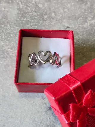 Anillo Corazones Acero Inoxidable Ajustable