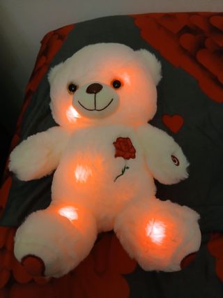 Orsacchiotto LED Luminoso con Cuore e Rosa