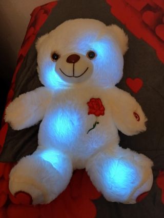 Orsacchiotto LED Luminoso con Cuore e Rosa